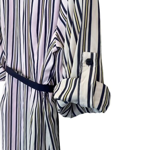 Mlle Gabrielle Striped Belted Shirt Dress Size Large - Picture 4 of 12